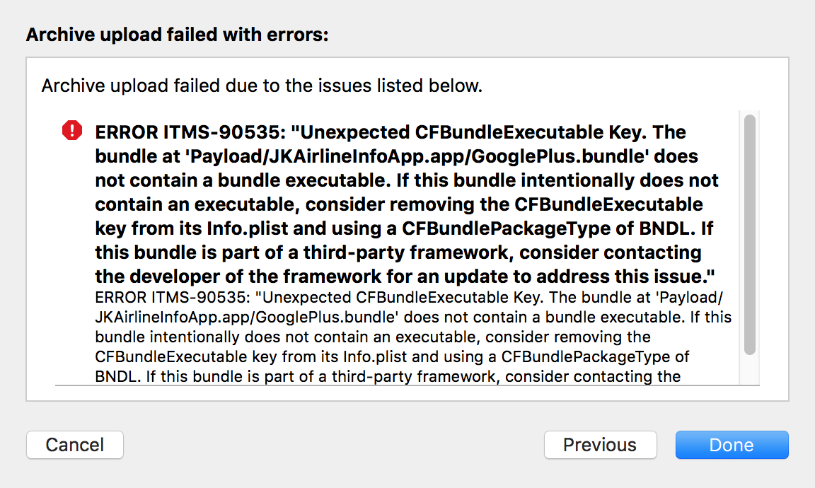 Unexpected CFBundleExecutable Key